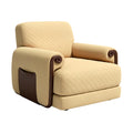 Comfortabele beige fauteuil met unieke armleuningen