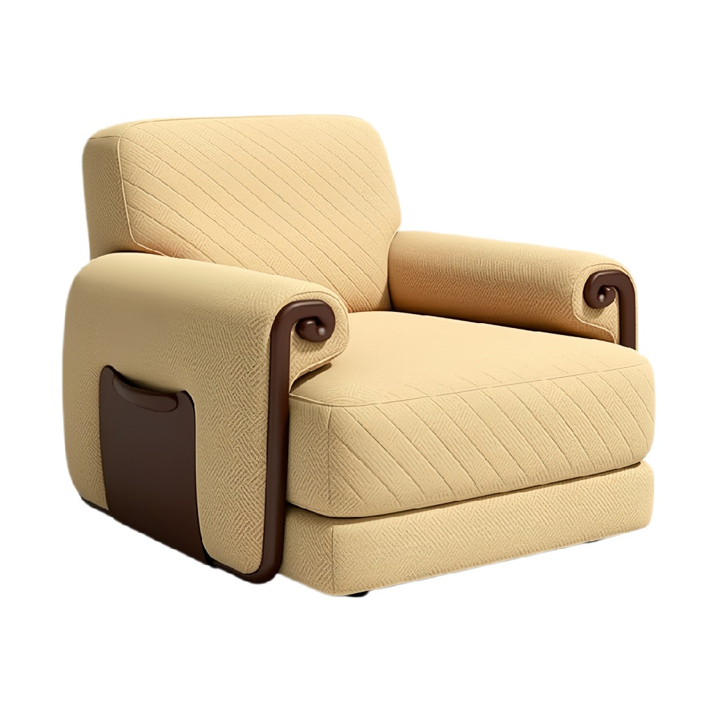 Comfortabele beige fauteuil met unieke armleuningen