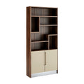 Moderne houten boekenkast met open en gesloten compartimenten